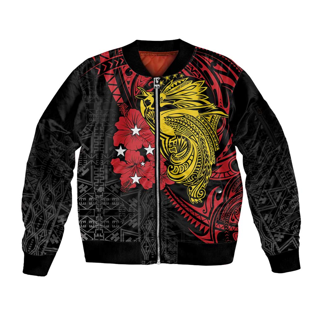 Papua New Guinea 49th Independence Day Sleeve Zip Bomber Jacket Motuan Revareva Bird-of-Paradise