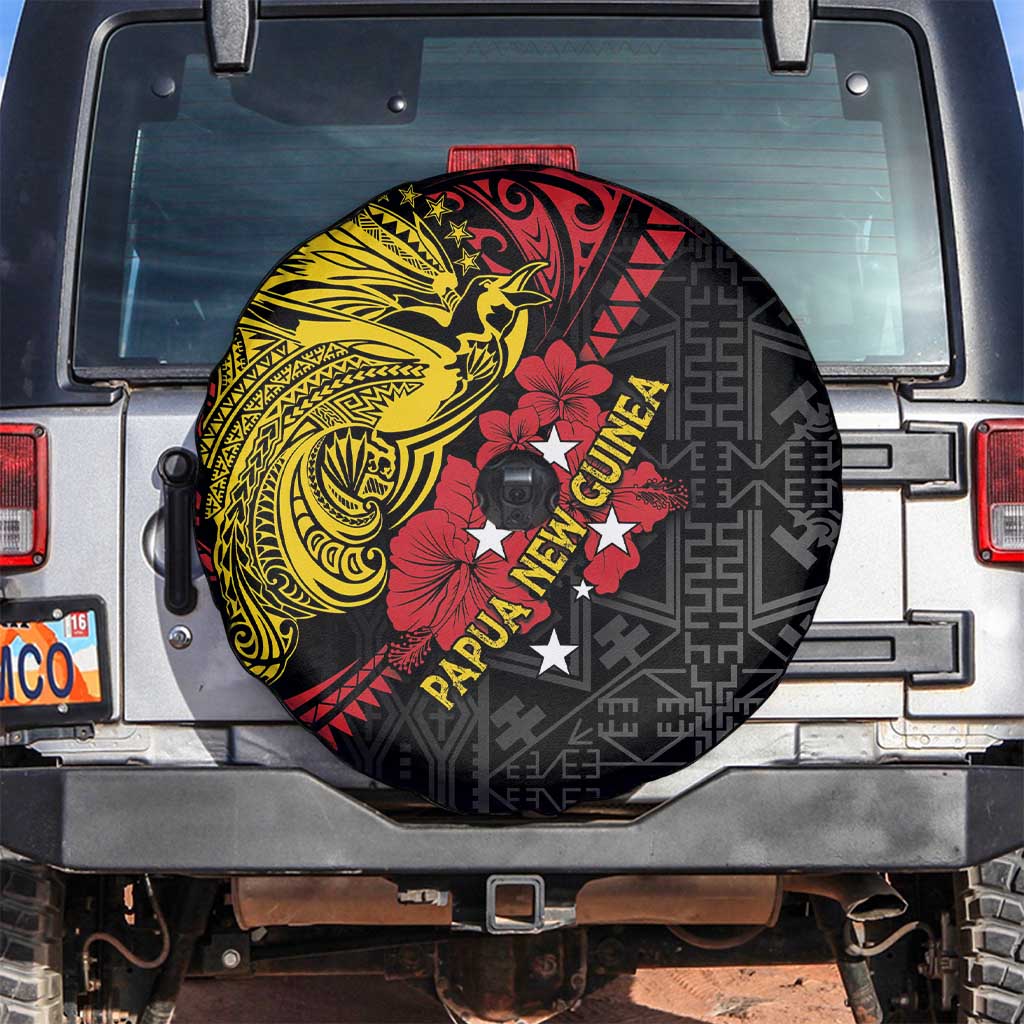 Papua New Guinea 49th Independence Day Spare Tire Cover Motuan Revareva Bird-of-Paradise LT7 Black - Polynesian Pride