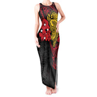 Papua New Guinea 49th Independence Day Tank Maxi Dress Motuan Revareva Bird-of-Paradise LT7 Women Black - Polynesian Pride