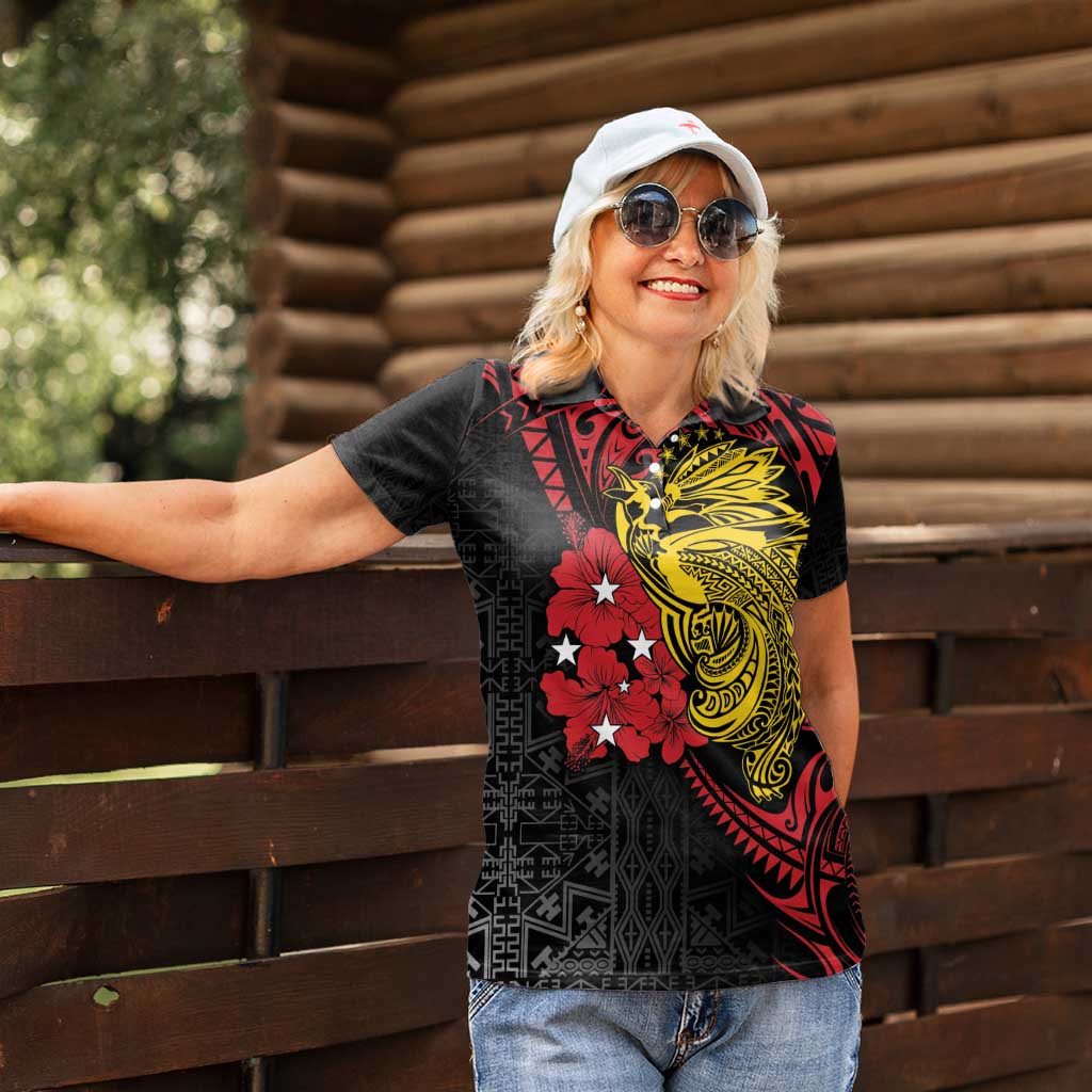 Papua New Guinea 49th Independence Day Women Polo Shirt Motuan Revareva Bird-of-Paradise LT7 - Polynesian Pride