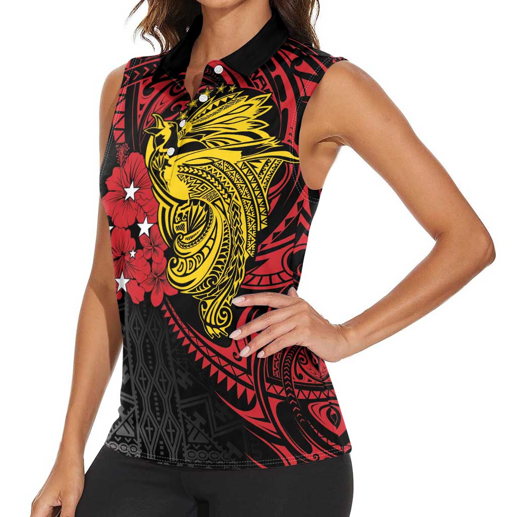 Papua New Guinea 49th Independence Day Women Sleeveless Polo Shirt Motuan Revareva Bird-of-Paradise LT7 - Polynesian Pride
