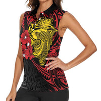 Papua New Guinea 49th Independence Day Women Sleeveless Polo Shirt Motuan Revareva Bird-of-Paradise LT7 - Polynesian Pride
