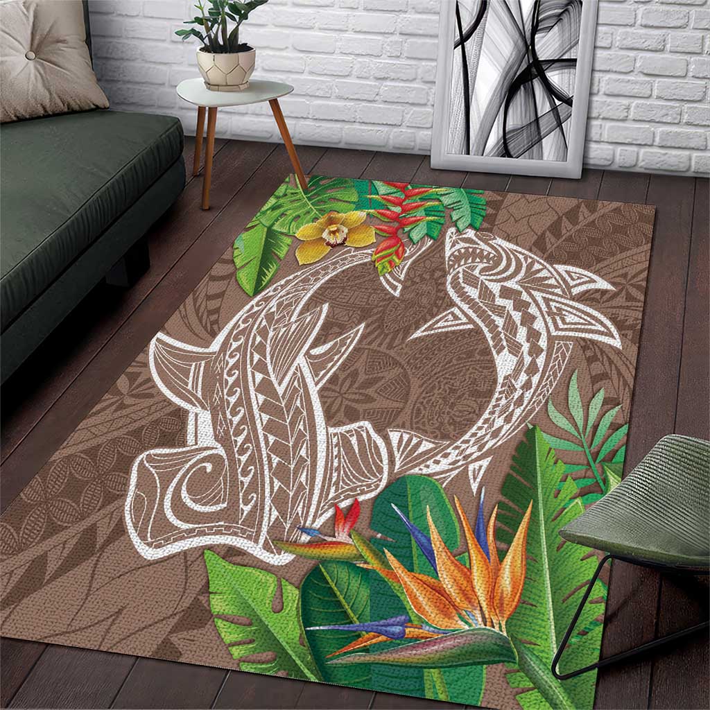Polynesia Area Rug Sharks Duo Tropical Brown LT7 Brown - Polynesian Pride