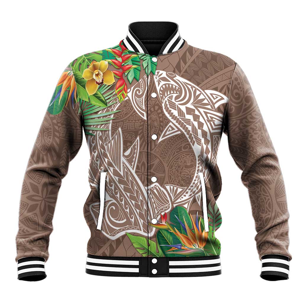 Polynesia Baseball Jacket Sharks Duo Tropical Brown