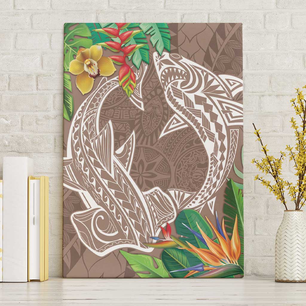 Polynesia Canvas Wall Art Sharks Duo Tropical Brown LT7 Without Frame Brown - Polynesian Pride