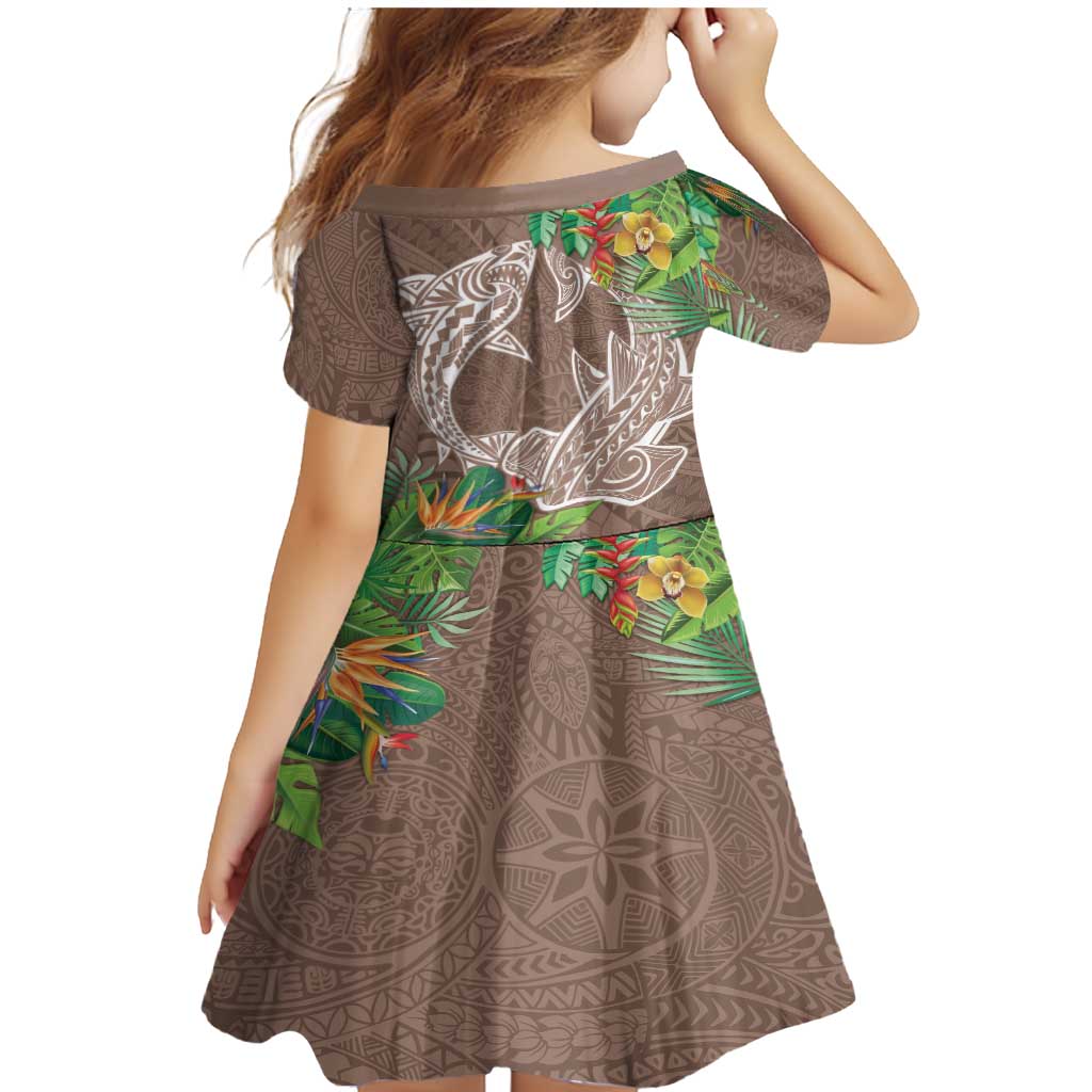 Polynesia Family Matching Mermaid Dress and Hawaiian Shirt Sharks Duo Tropical Brown