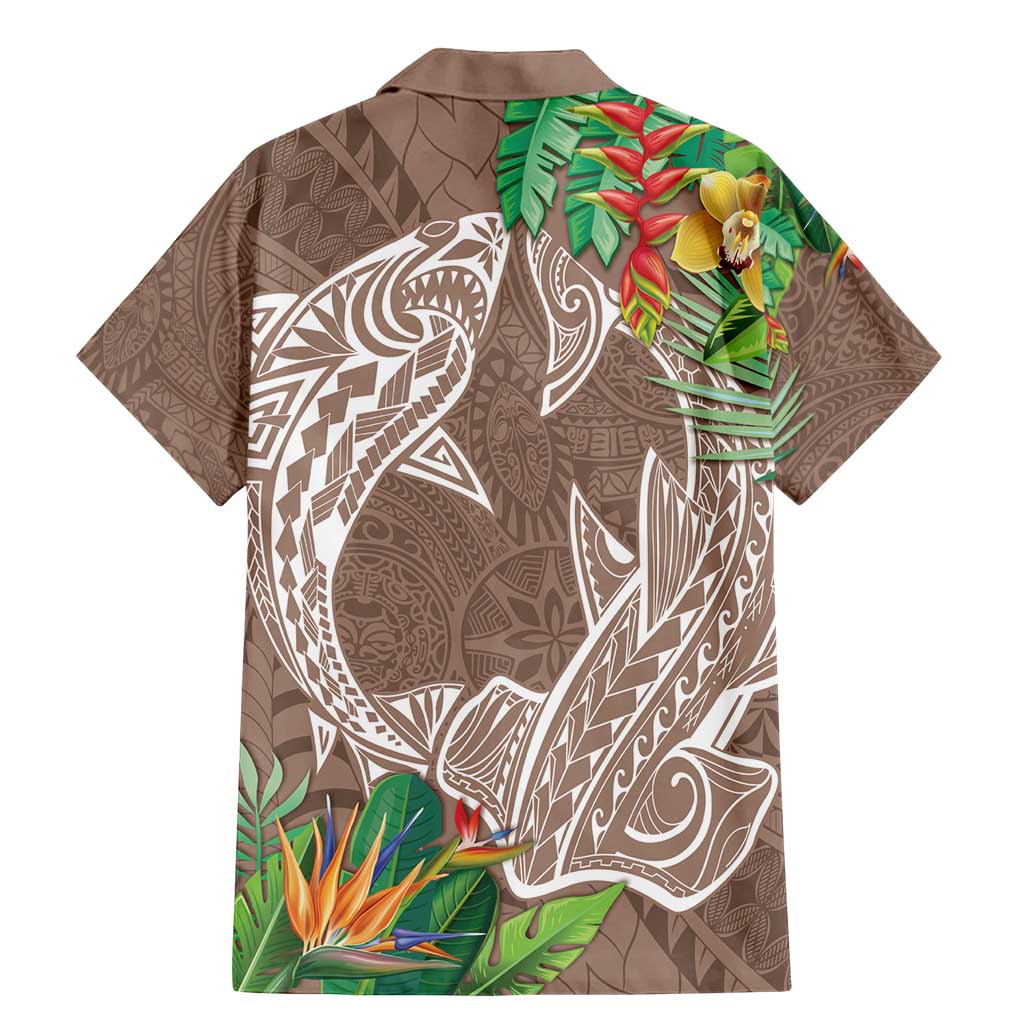 Polynesia Family Matching Mermaid Dress and Hawaiian Shirt Sharks Duo Tropical Brown