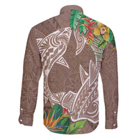 Polynesia Family Matching Mermaid Dress and Hawaiian Shirt Sharks Duo Tropical Brown