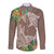Polynesia Long Sleeve Button Shirt Sharks Duo Tropical Brown