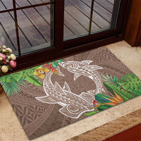 Polynesia Rubber Doormat Sharks Duo Tropical Brown