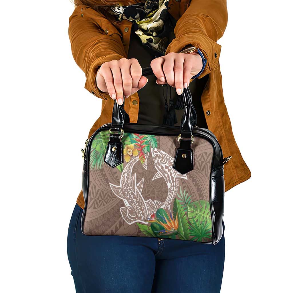Polynesia Shoulder Handbag Sharks Duo Tropical Brown LT7 One Size Brown - Polynesian Pride