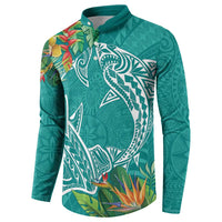Polynesia Button Sweatshirt Sharks Duo Tropical Teal