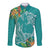 Polynesia Long Sleeve Button Shirt Sharks Duo Tropical Teal