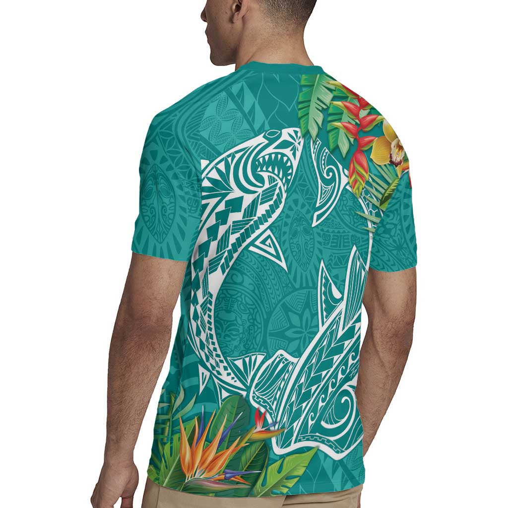 Polynesia Rugby Jersey Sharks Duo Tropical Teal
