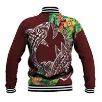 Polynesia Baseball Jacket Sharks Duo Tropical Oxblood