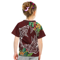 Polynesia Kid T Shirt Sharks Duo Tropical Oxblood