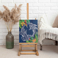 Polynesia Canvas Wall Art Sharks Duo Tropical Navy