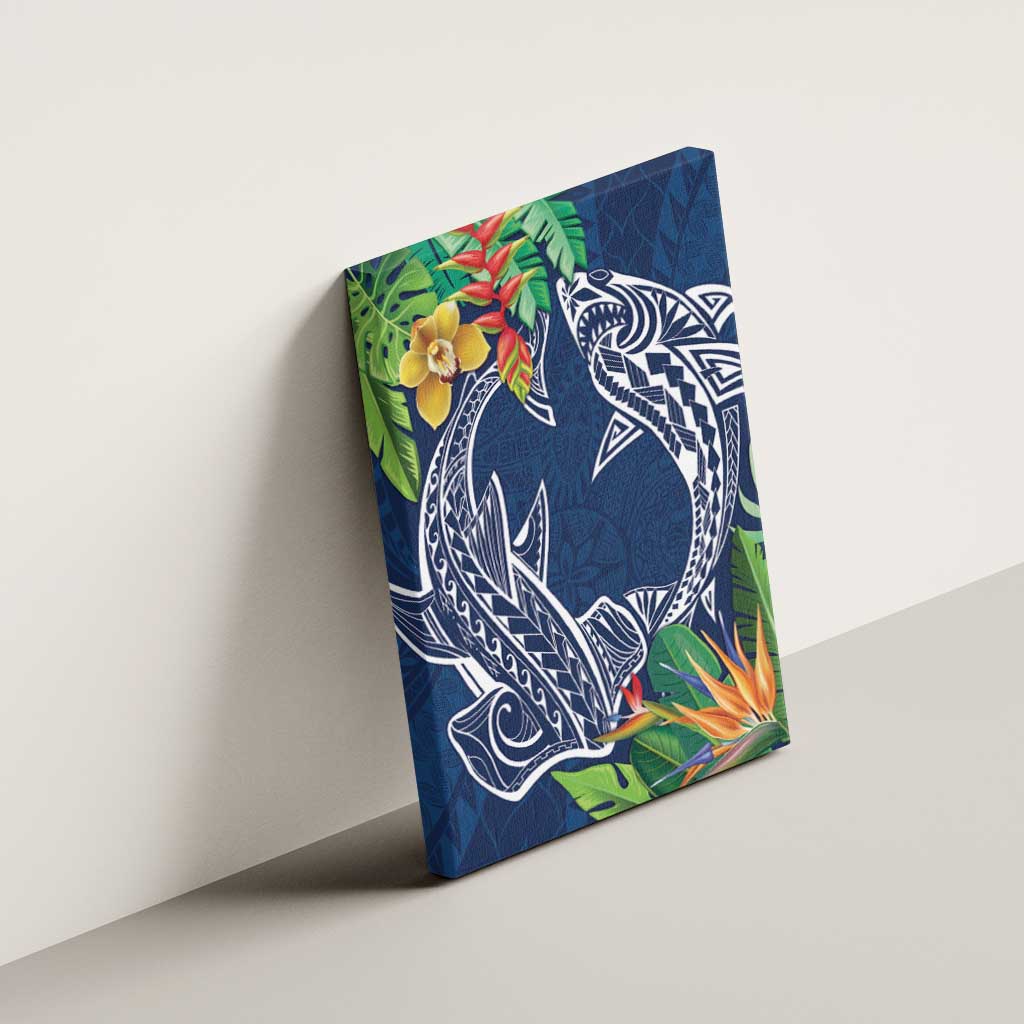 Polynesia Canvas Wall Art Sharks Duo Tropical Navy