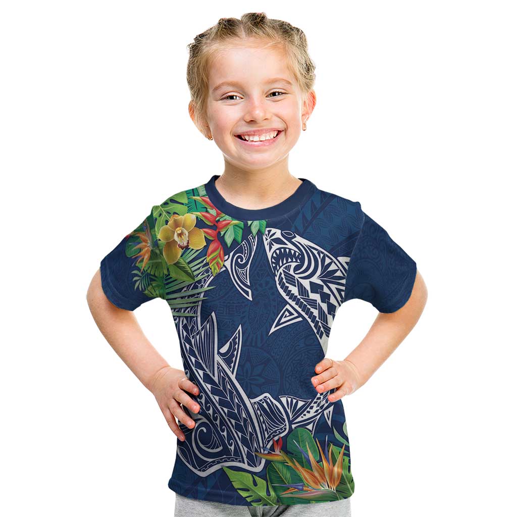 Polynesia Kid T Shirt Sharks Duo Tropical Navy