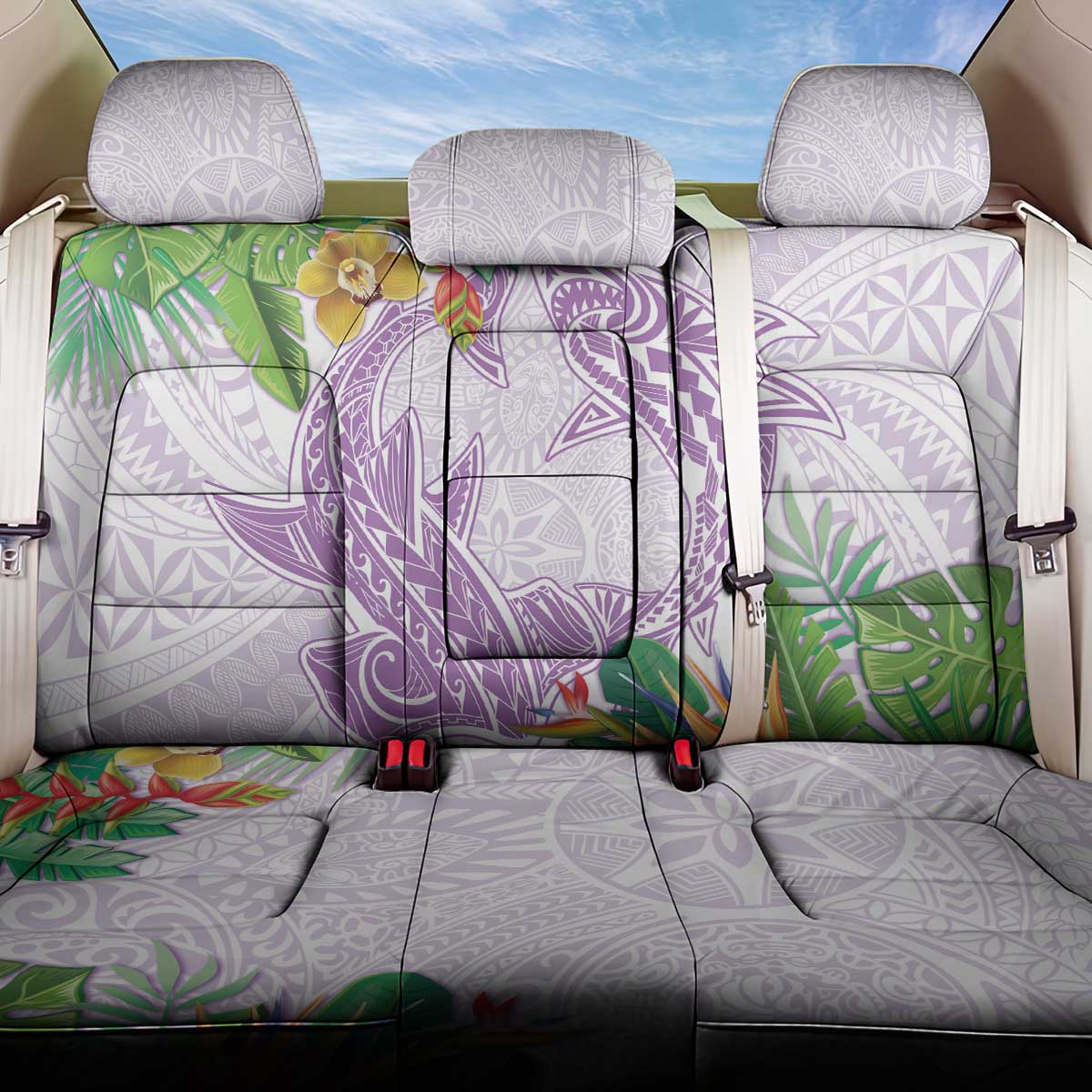 Polynesia Back Car Seat Cover Sharks Duo Tropical Lavender LT7 One Size Lavender - Polynesian Pride