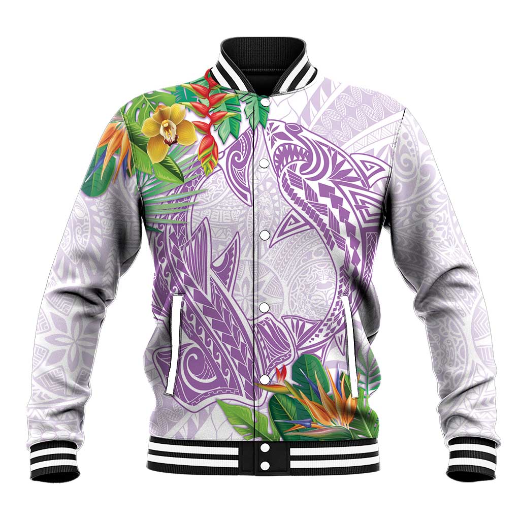 Polynesia Baseball Jacket Sharks Duo Tropical Lavender