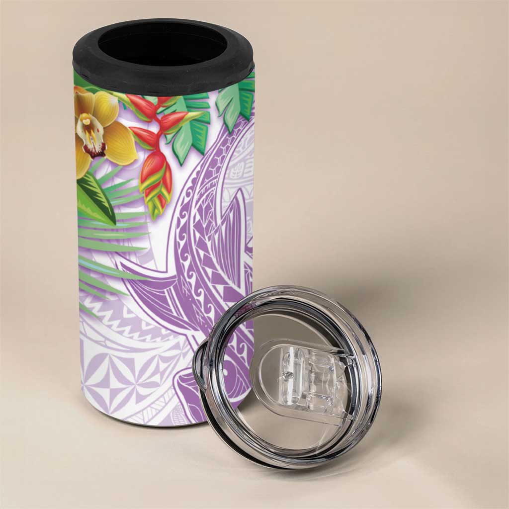 Polynesia 4 in 1 Can Cooler Tumbler Sharks Duo Tropical Lavender