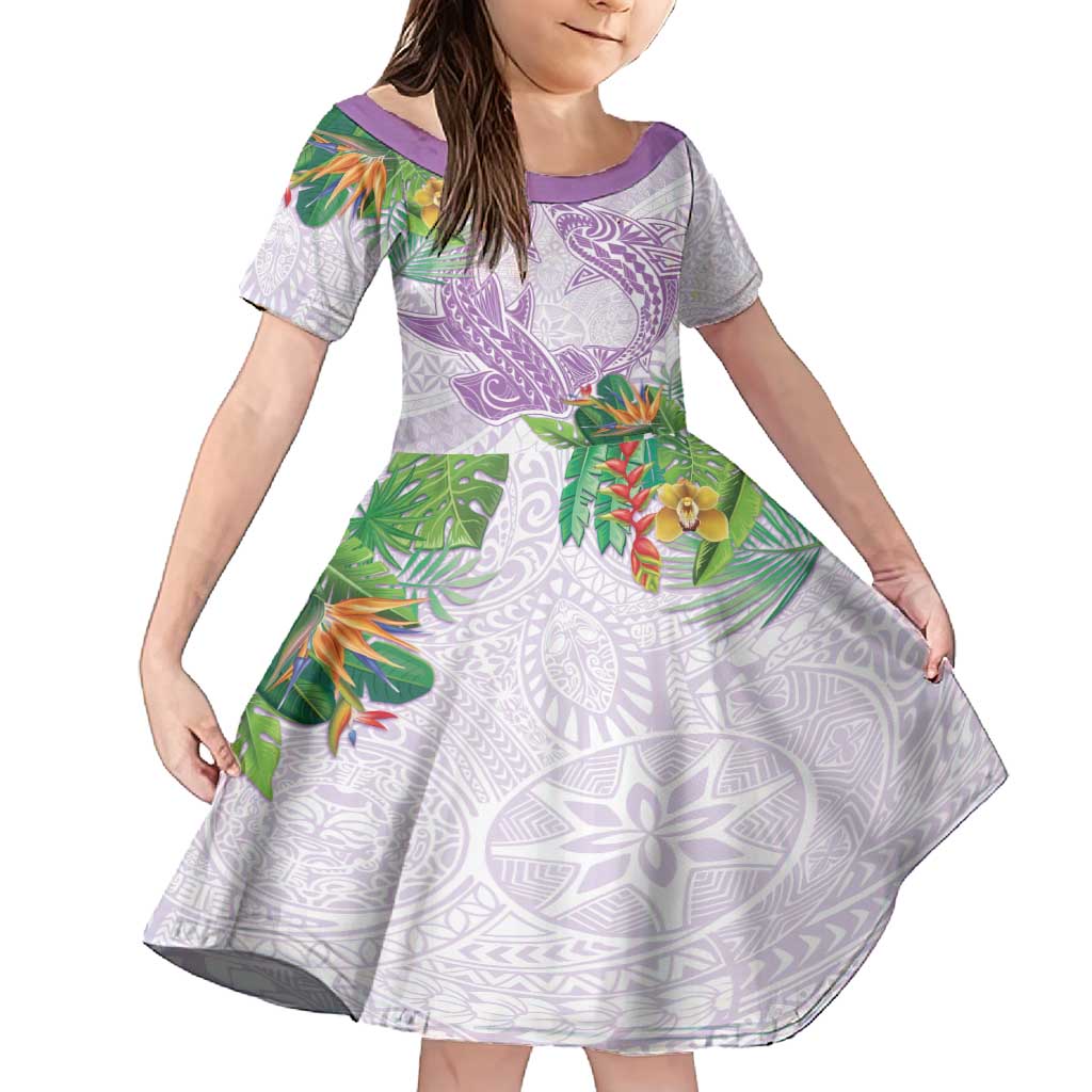 Polynesia Family Matching Tank Maxi Dress and Hawaiian Shirt Sharks Duo Tropical Lavender