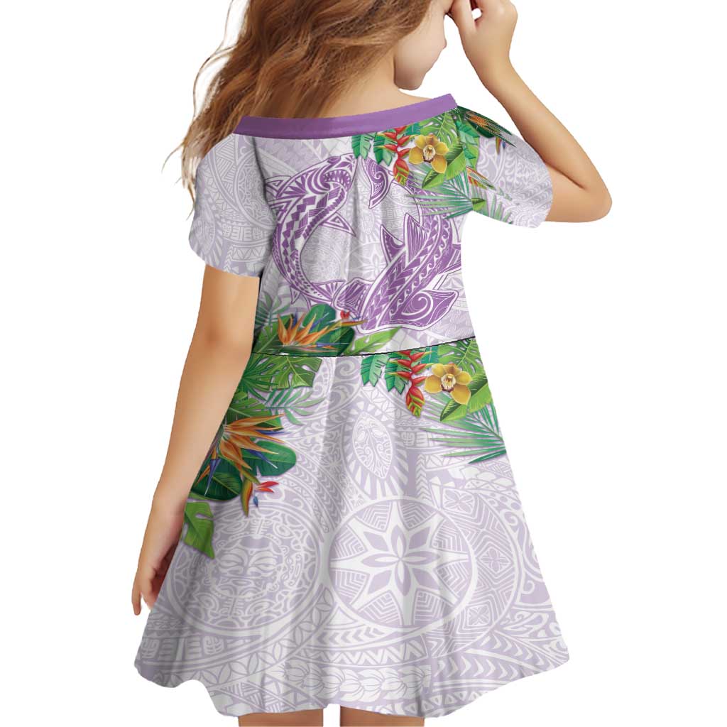 Polynesia Family Matching Tank Maxi Dress and Hawaiian Shirt Sharks Duo Tropical Lavender