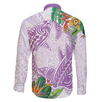 Polynesia Family Matching Tank Maxi Dress and Hawaiian Shirt Sharks Duo Tropical Lavender