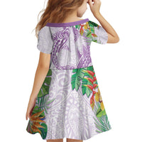 Polynesia Kid Short Sleeve Dress Sharks Duo Tropical Lavender
