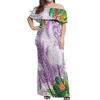 Polynesia Off Shoulder Maxi Dress Sharks Duo Tropical Lavender