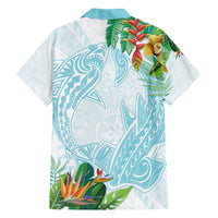 Polynesia Family Matching Puletasi and Hawaiian Shirt Sharks Duo Tropical Turquoise