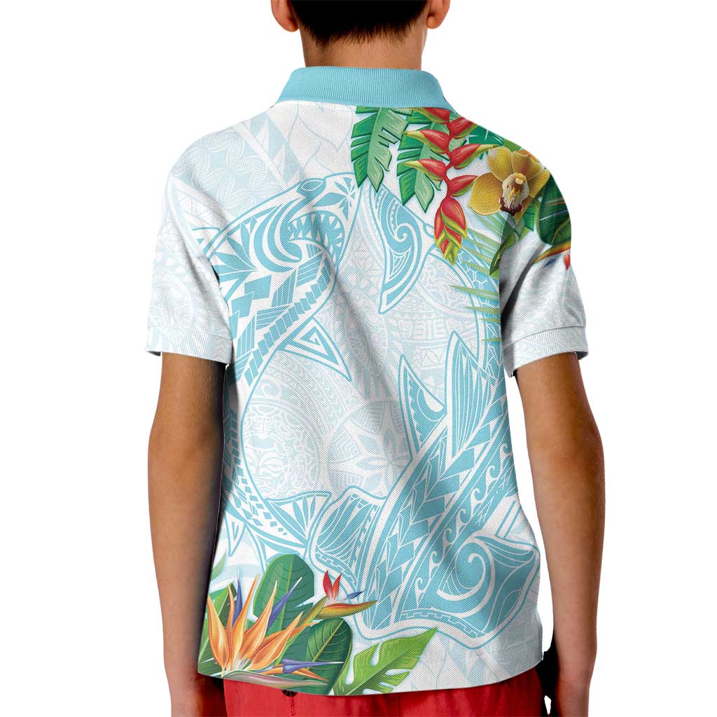 Polynesia Kid Polo Shirt Sharks Duo Tropical Turquoise
