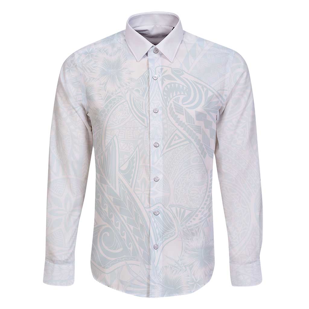 Polynesia Family Matching Off Shoulder Maxi Dress and Hawaiian Shirt Sharks Duo Tropical Off White