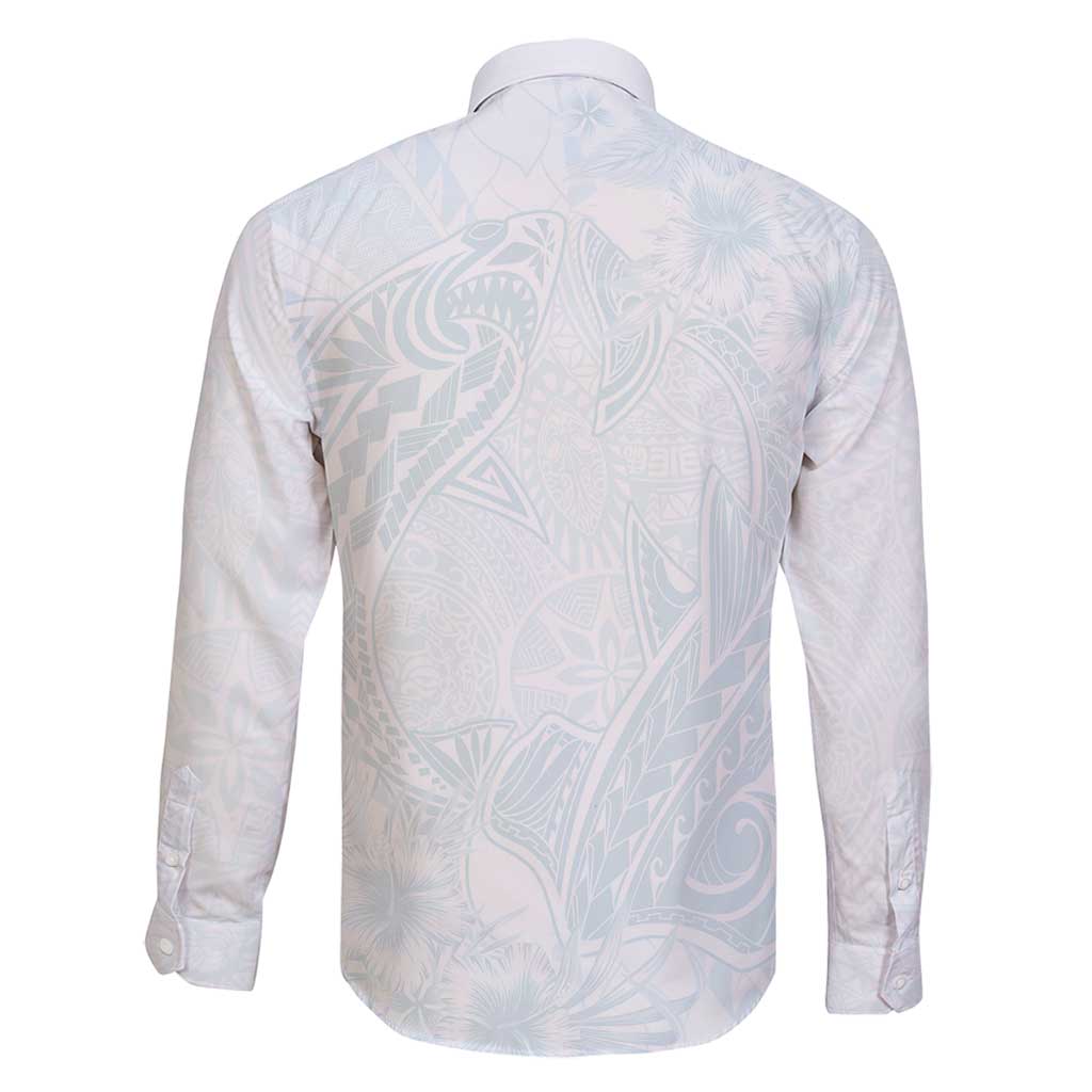 Polynesia Family Matching Off Shoulder Maxi Dress and Hawaiian Shirt Sharks Duo Tropical Off White