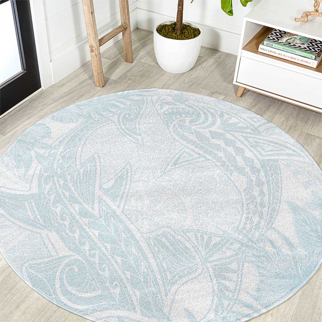 Polynesia Round Carpet Sharks Duo Tropical Off White LT7 White - Polynesian Pride