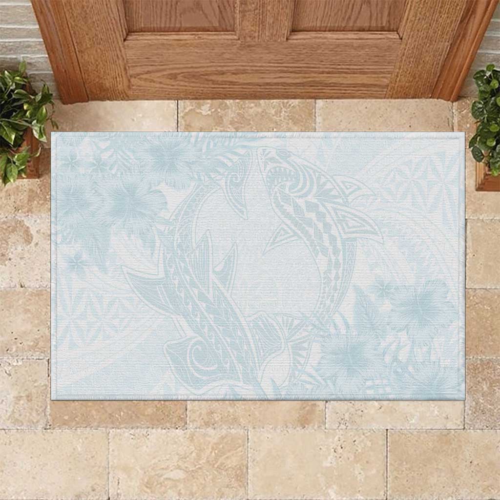 Polynesia Rubber Doormat Sharks Duo Tropical Off White LT7 White - Polynesian Pride
