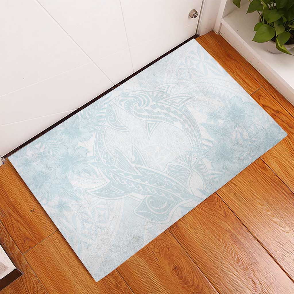 Polynesia Rubber Doormat Sharks Duo Tropical Off White