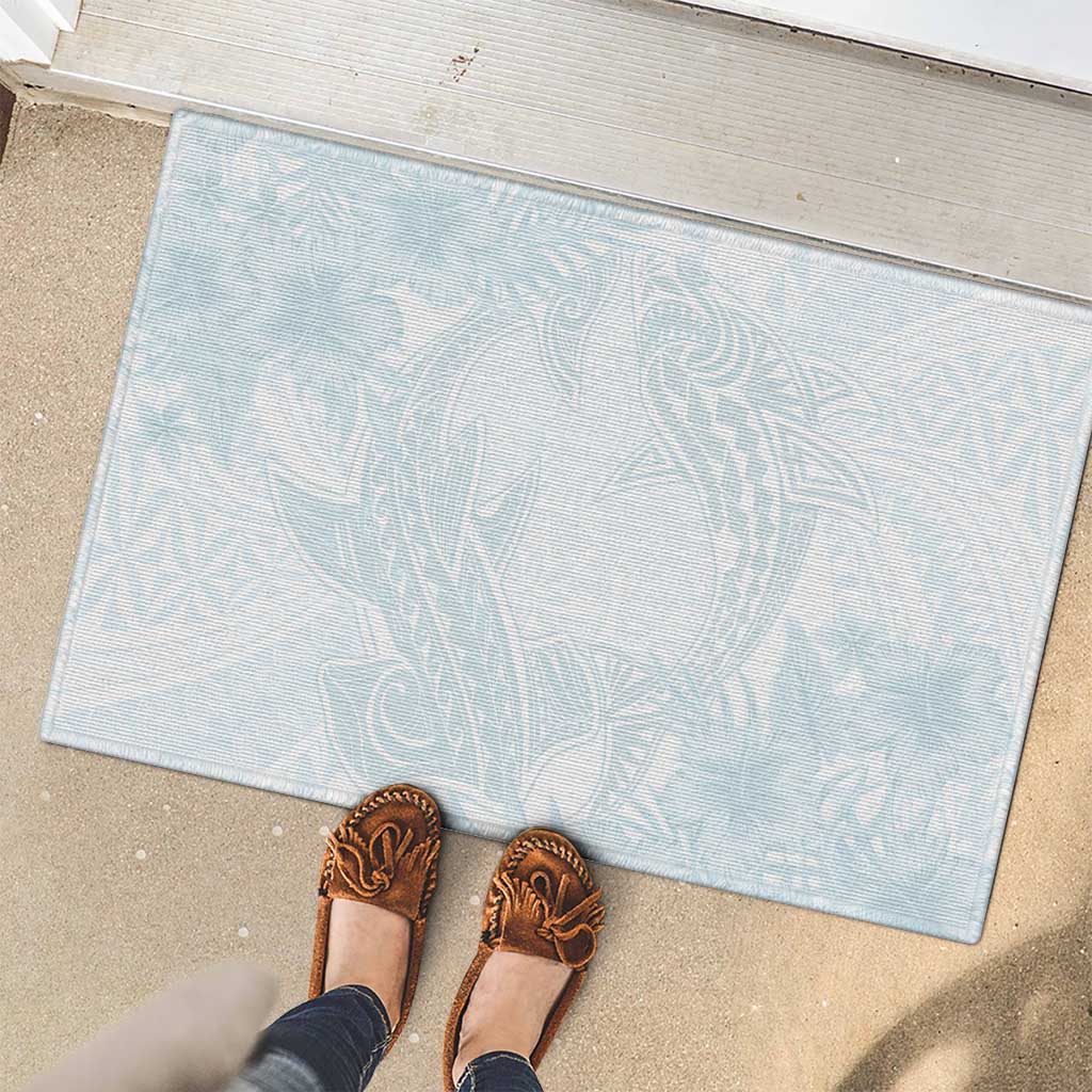 Polynesia Rubber Doormat Sharks Duo Tropical Off White