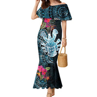 Niue Personalised Family Matching Mermaid Dress and Hawaiian Shirt Hiapo Mix Coconut Crab LT7 Mom's Dress Art - Polynesian Pride