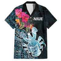 Niue Personalised Family Matching Off Shoulder Maxi Dress and Hawaiian Shirt Hiapo Mix Coconut Crab LT7 Dad's Shirt - Short Sleeve Art - Polynesian Pride
