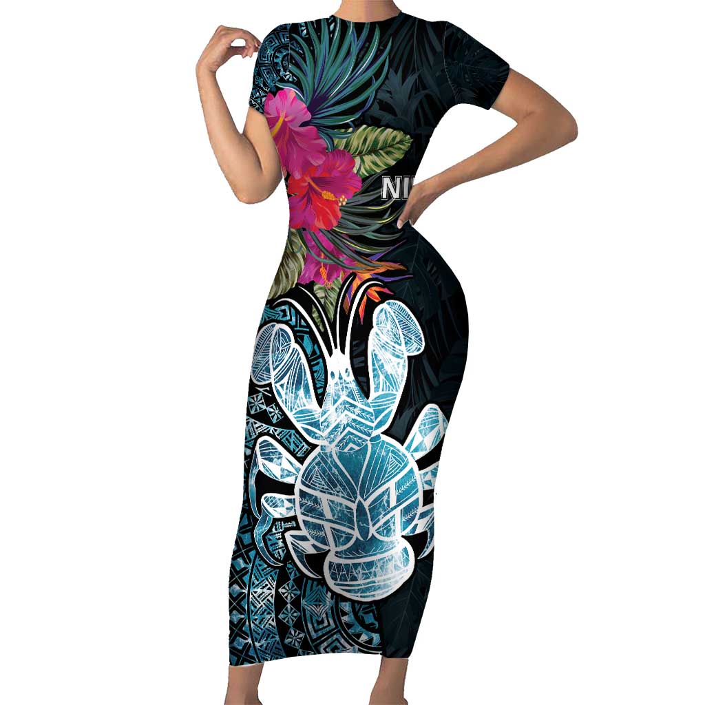 Niue Personalised Family Matching Short Sleeve Bodycon Dress and Hawaiian Shirt Hiapo Mix Coconut Crab LT7 Mom's Dress Art - Polynesian Pride
