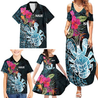 Niue Personalised Family Matching Summer Maxi Dress and Hawaiian Shirt Hiapo Mix Coconut Crab LT7 - Polynesian Pride