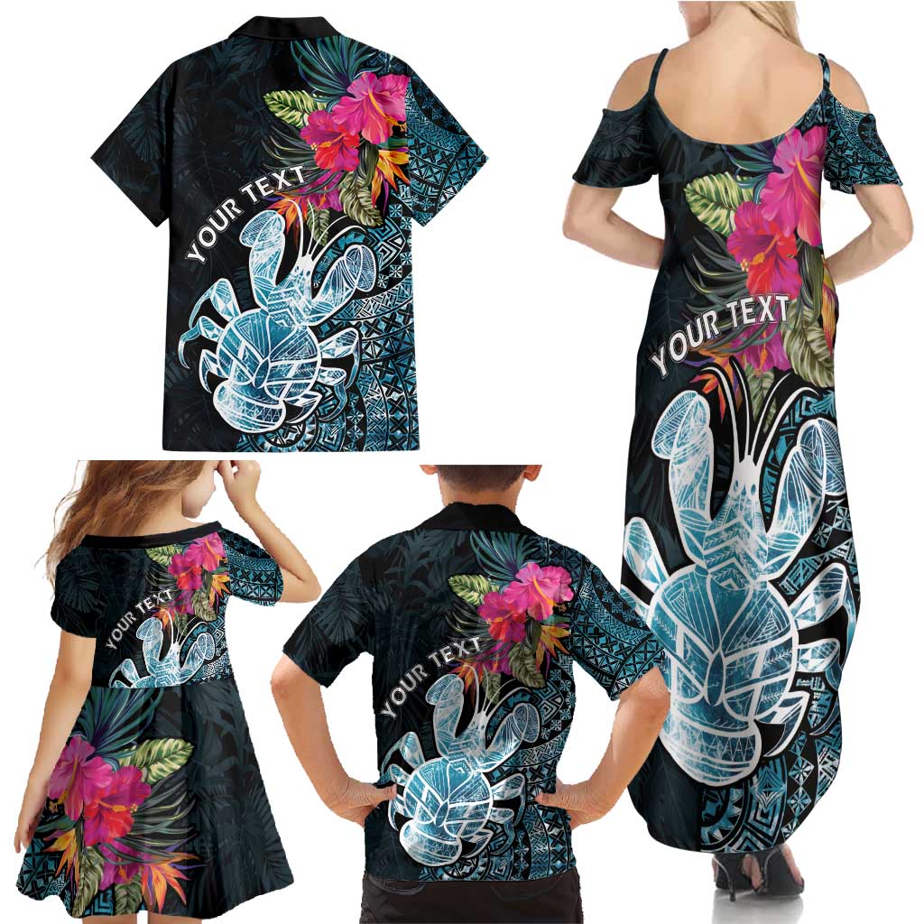 Niue Personalised Family Matching Summer Maxi Dress and Hawaiian Shirt Hiapo Mix Coconut Crab LT7 - Polynesian Pride