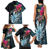 Niue Personalised Family Matching Tank Maxi Dress and Hawaiian Shirt Hiapo Mix Coconut Crab LT7 - Polynesian Pride