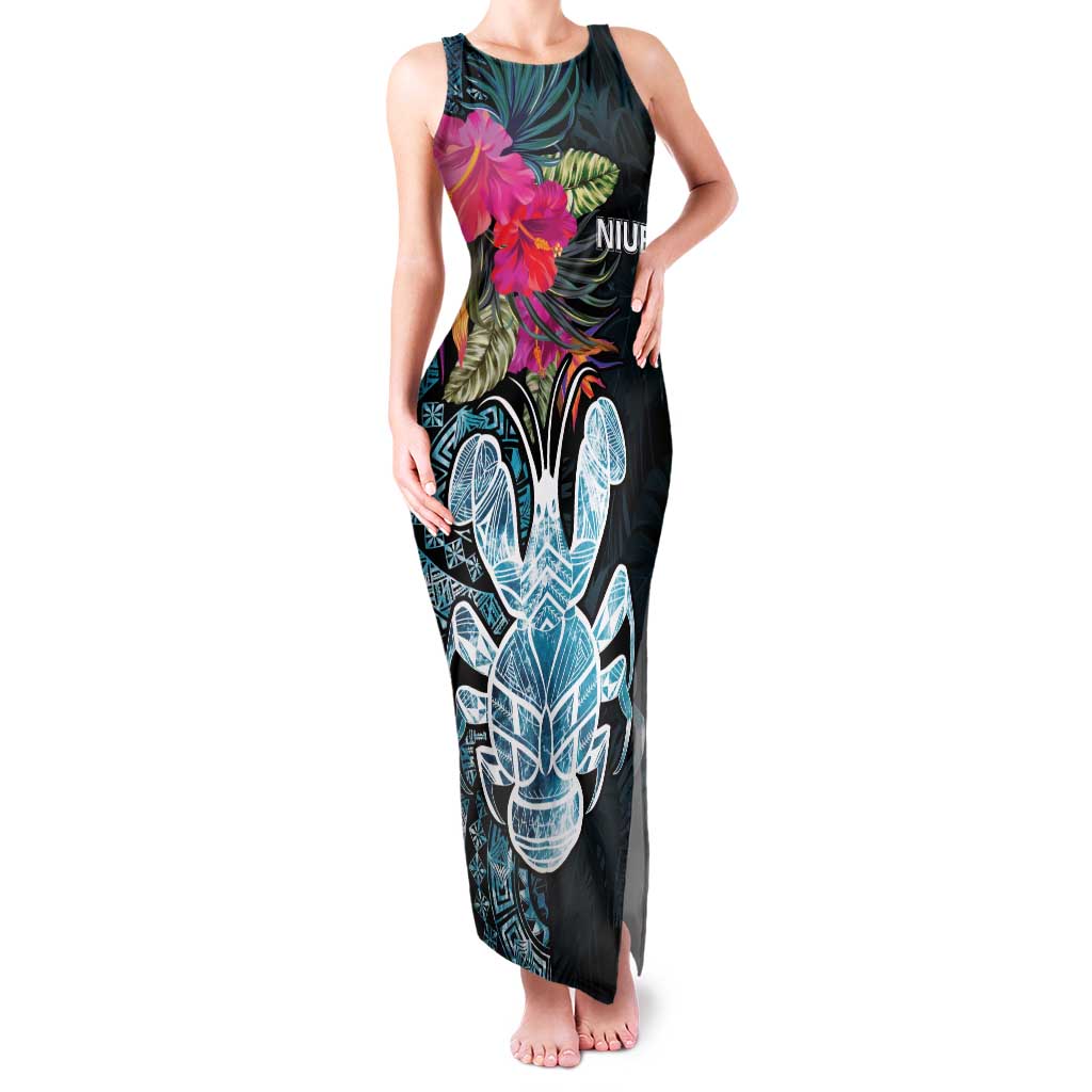 Niue Personalised Family Matching Tank Maxi Dress and Hawaiian Shirt Hiapo Mix Coconut Crab LT7 Mom's Dress Art - Polynesian Pride