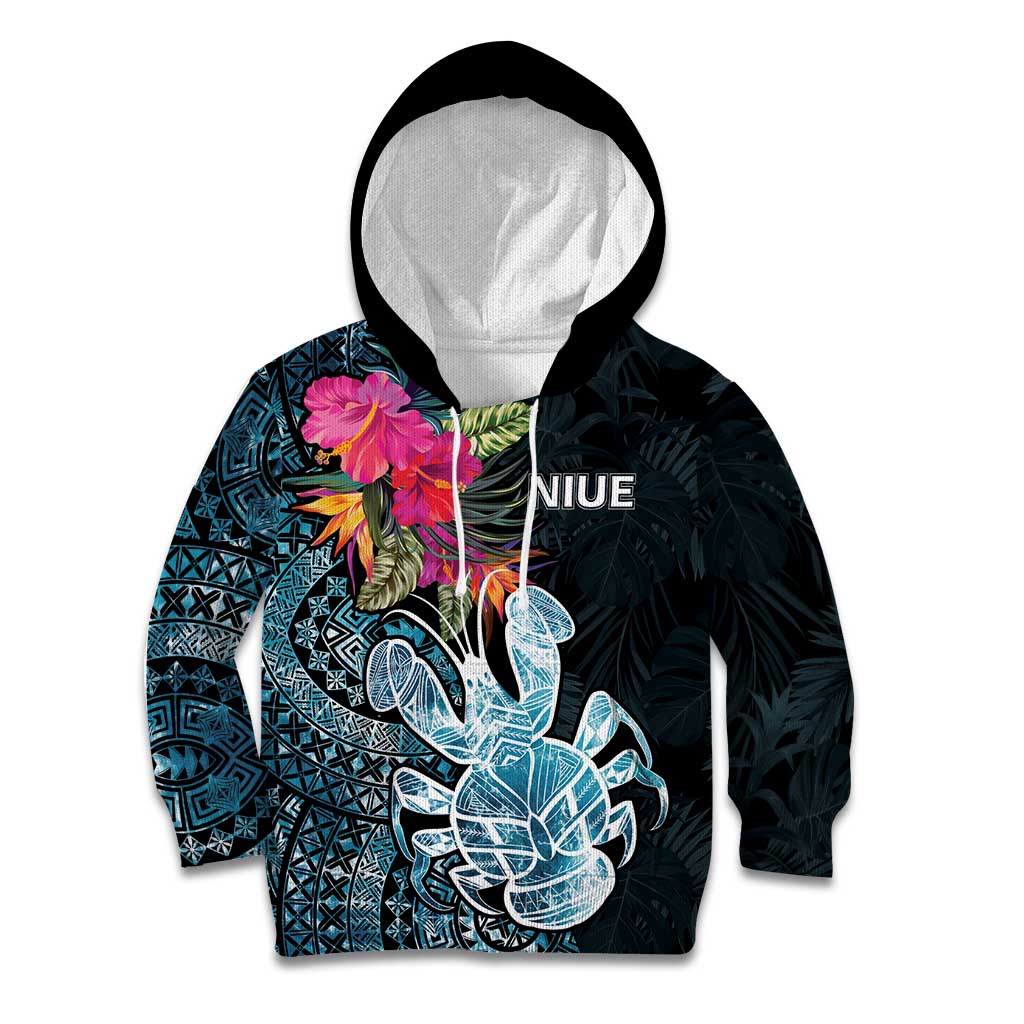 Niue Personalised Kid Hoodie Hiapo Mix Coconut Crab LT7 Hoodie Art - Polynesian Pride