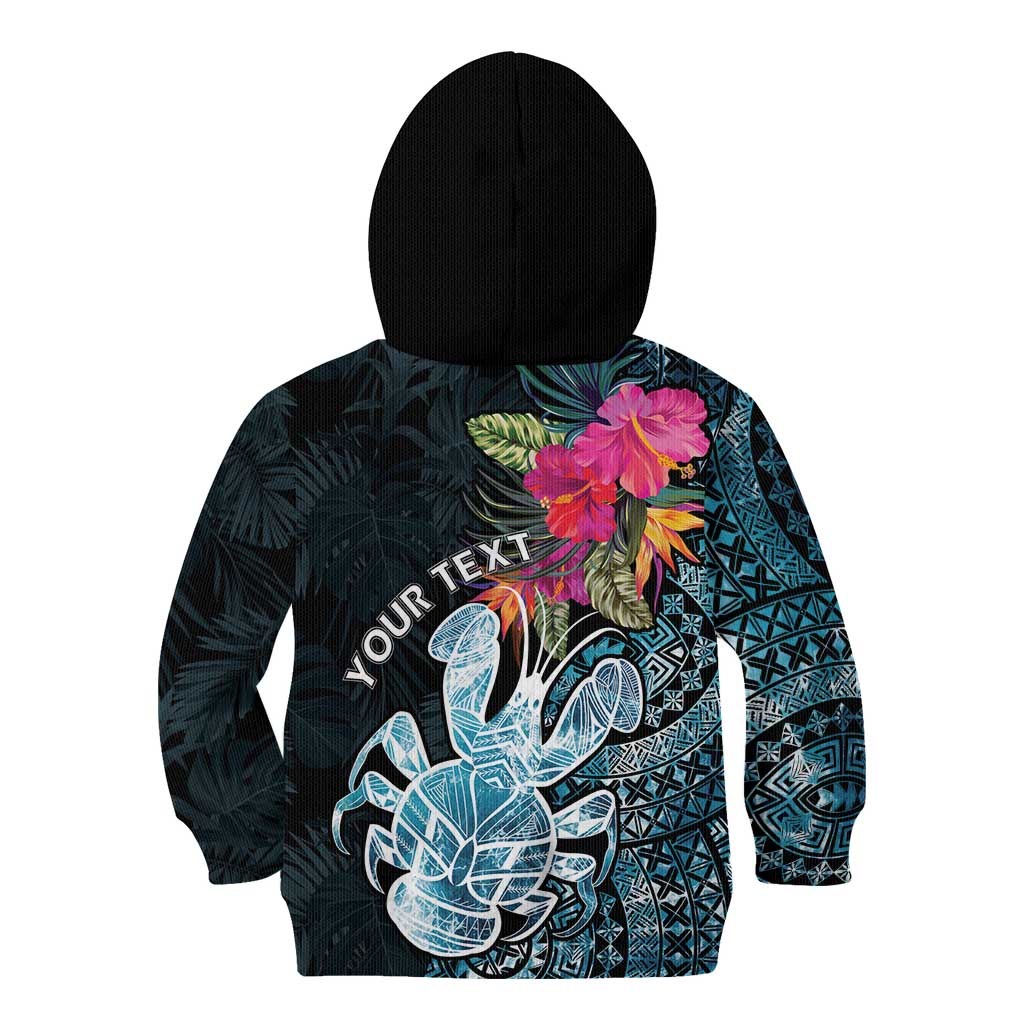 Niue Personalised Kid Hoodie Hiapo Mix Coconut Crab LT7 - Polynesian Pride