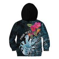 Niue Personalised Kid Hoodie Hiapo Mix Coconut Crab LT7 - Polynesian Pride