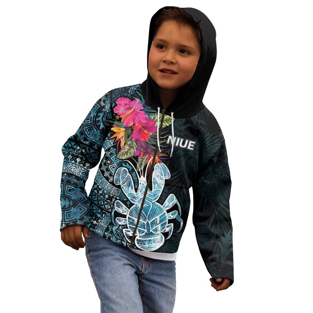 Niue Personalised Kid Hoodie Hiapo Mix Coconut Crab LT7 - Polynesian Pride